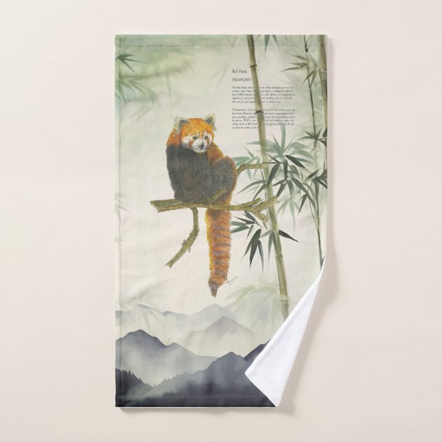 Toalha De Mão Panda Vermelha Ameaçada De Mão (Toalha de mão)
