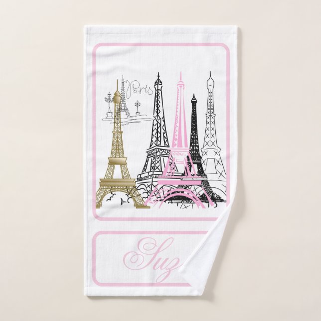 Toalha De Mão Paris Eiffel Torre França Decência Rosa (Toalha de mão)