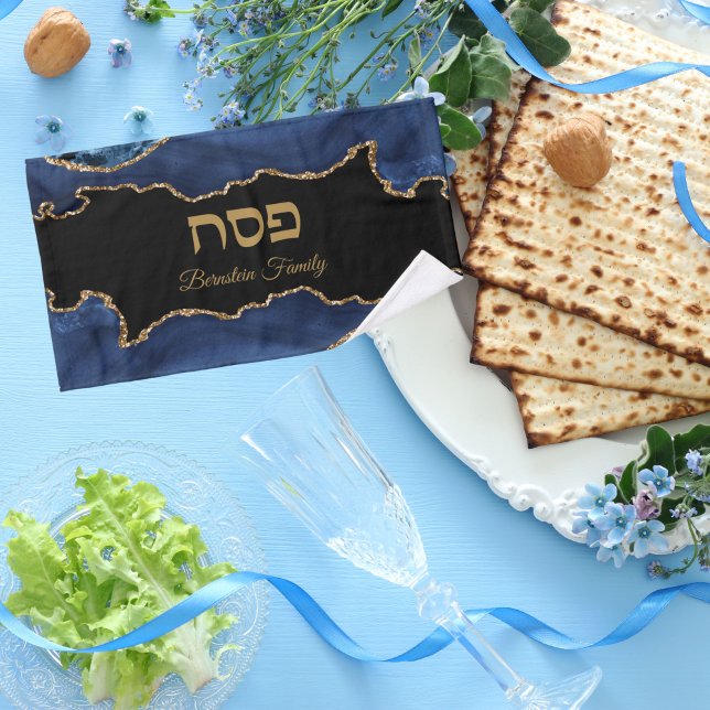 Toalha De Mão Páscoa de Elegante Blue Agate (Criador carregado)