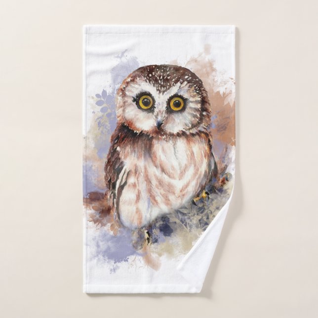 Toalha De Mão Pássaro Pequeno Cachorro Aquarela (Toalha de mão)