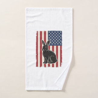 Toalha De Mão Patriotic Rabbit American Flag Vintage Engraving S
