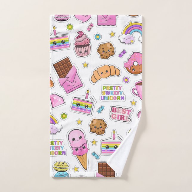 Toalha De Mão Patterno Funny Unicorn Magic Rainbow Cute (Toalha de mão)