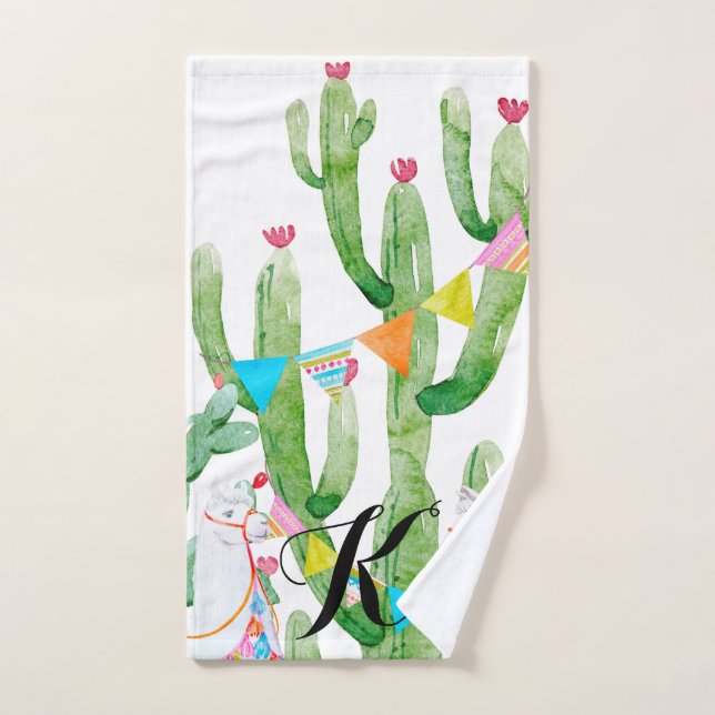 Toalha de Mão Personalizada Boho Llama Bohemian Ca (Toalha de mão)
