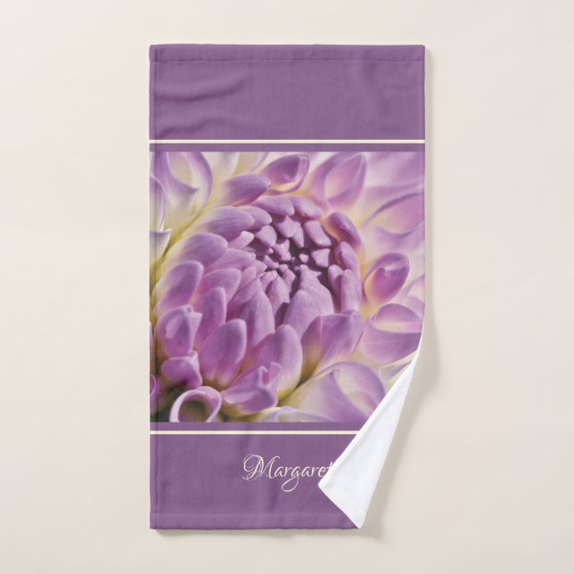 Toalha De Mão Personalize Purple Dahlia em Lavanda (Toalha de mão)