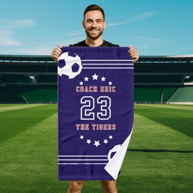 Toalha De Mão Personalized football soccer Sports Players Coach (Criador carregado)