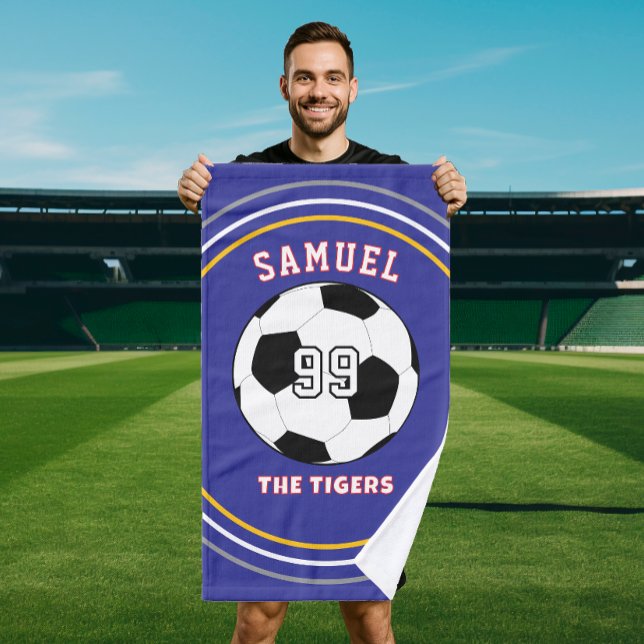 Toalha De Mão Personalized Sports soccer Football Player (Criador carregado)