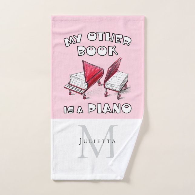 Toalha De Mão 🎶 Piano Livros Sobre Rodas Monograma Música Artís (Toalha de mão)