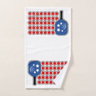 Toalha De Mão Pickleball Vermelho Branco Azul Bandeira Americana