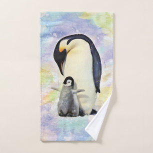 Toalha De Mão Pinguim de imperador com aguarela do bebê