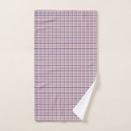 Toalha De Mão Pink Blue Plaid Classic Pattern Retro