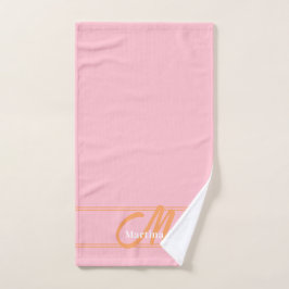 Toalha De Mão Pink Modern Monogram Initial Yoga Towel