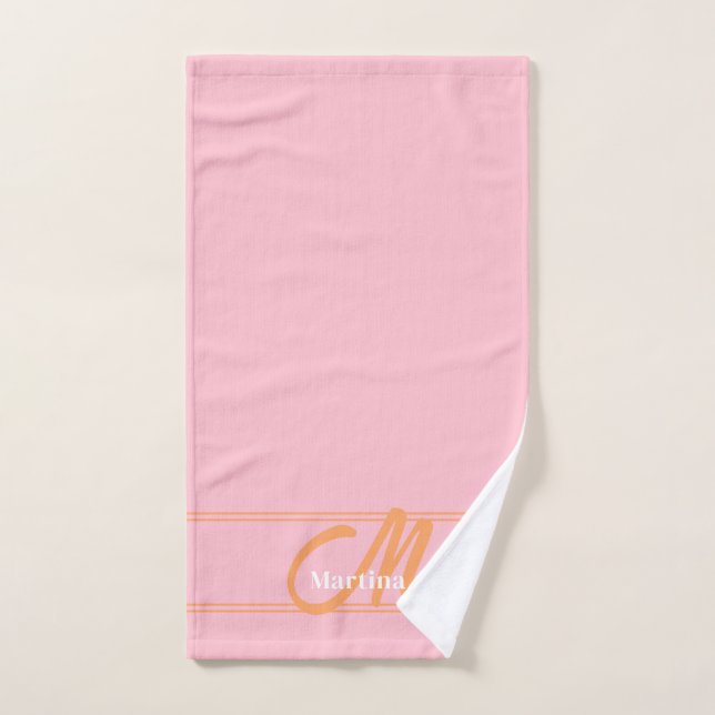 Toalha De Mão Pink Modern Monogram Initial Yoga Towel (Toalha de mão)