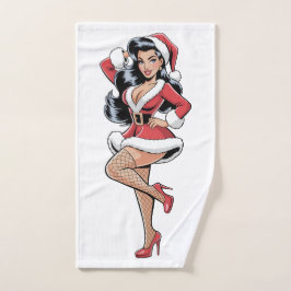 Toalha De Mão Pinup Santa Babe