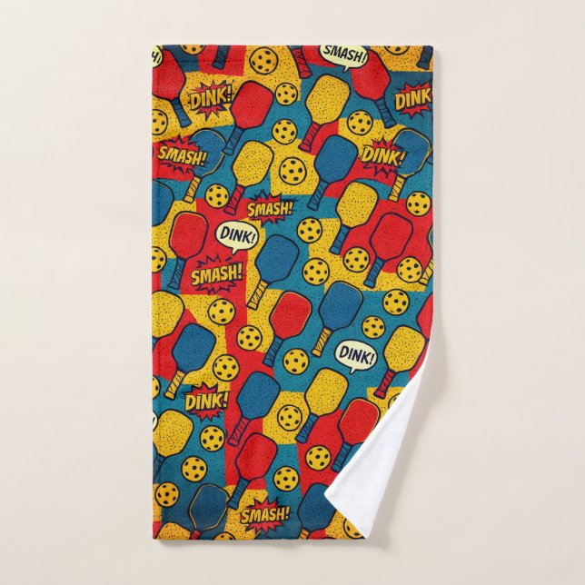 Toalha De Mão Pop Art Pickleball - Design de Estilo Comic Retroa (Toalha de mão)