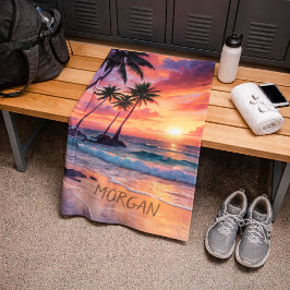 Toalha De Mão Pôr do Sol Personalizado na Praia Tropical | Espor