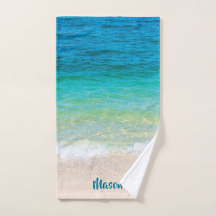 Toalha De Mão Praia agradável (com nome personalizado)