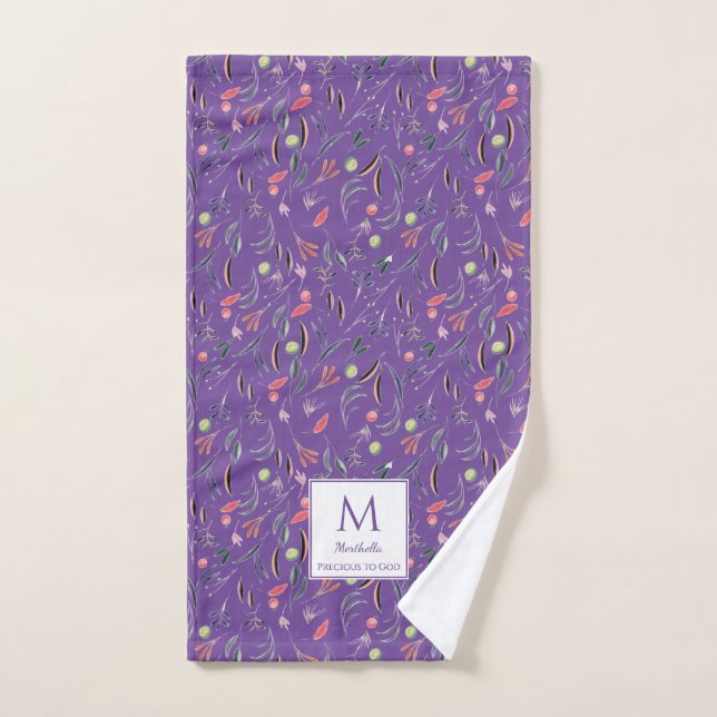 Toalha De Mão Precioso Floral MAUVE Monograma para DEUS Gym (Toalha de mão)