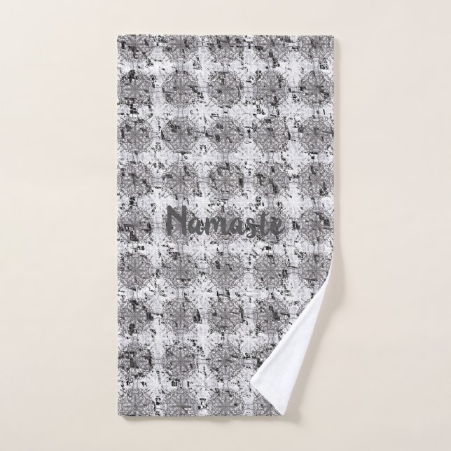 Toalha De Mão Preto, Branco e Cinza em relevo (Toalha de mão)