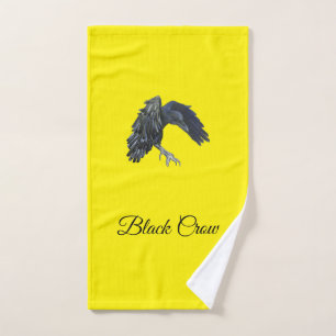 Toalha De Mão Preto-Mestre do Tempo Personalizado Amarelo