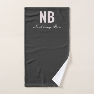Toalha De Mão Preto Personalizado de Salão de Nail Minimalista M
