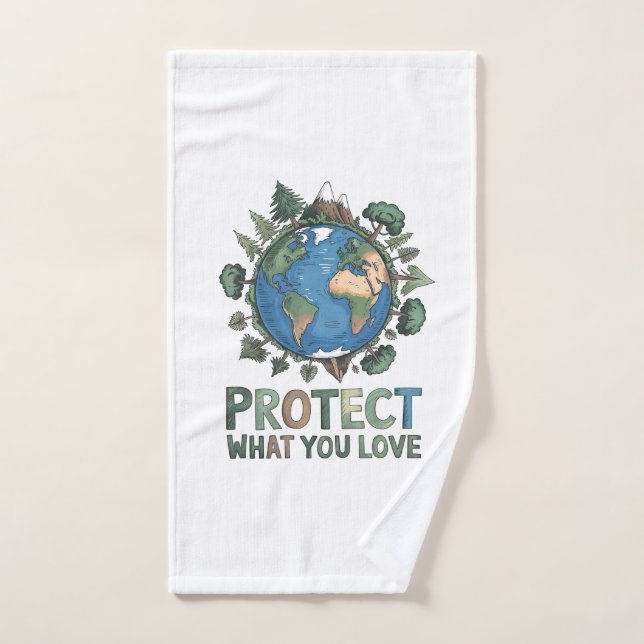 Toalha De Mão Proteger O Que Você Ama" Design Ambiental da Terra (Toalha de mão)