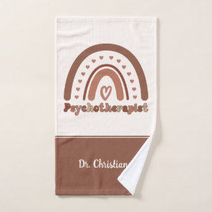 Toalha De Mão Psicoterapeuta Boho Rainbow Personalizado