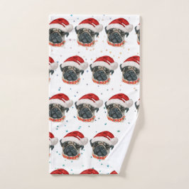 Toalha De Mão Pug Dog Breed Christmas Stars