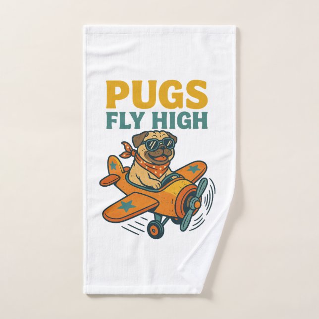 Toalha De Mão Pugs Voam Alto (Toalha de mão)
