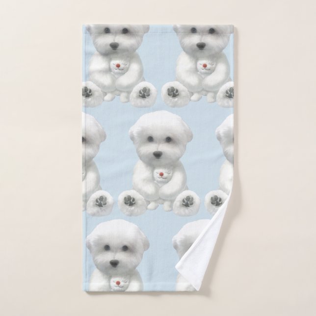 Toalha De Mão Puppy Abraçando Seu Brinquedo (Toalha de mão)