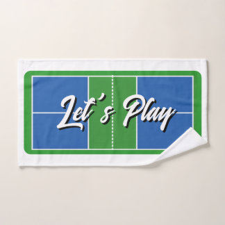 Toalha De Mão Quadra de Pickleball Azul Verde Personalizada 
