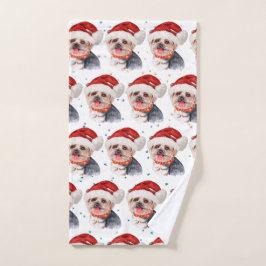 Toalha De Mão Raça de Cão Yorkshire Terrier Estrelas de Natal