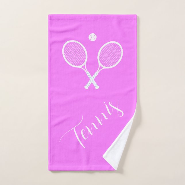 Toalha De Mão Rackets de tênis e Ball Rosa (Toalha de mão)