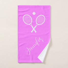 Toalha De Mão Rackets de tênis e Ball - Rosa Personalizado