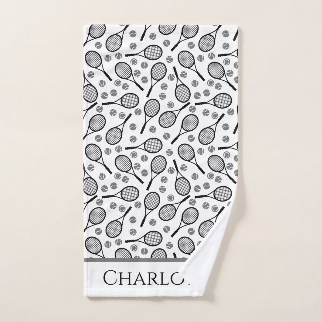 Toalha De Mão Rackets e Cinzas de Tênis preto personalizáveis (Toalha de mão)