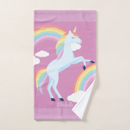 Toalha De Mão Rainbow Unicorn Personalizado