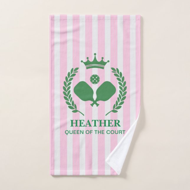 Toalha De Mão Rainha Rosa do Pickleball da Corte (Toalha de mão)