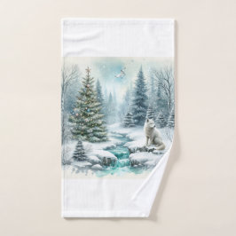 Toalha De Mão Rapariga Ártica de Natal Branco