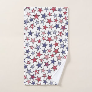 Toalha De Mão Red White e Blue Stars América Patriótica