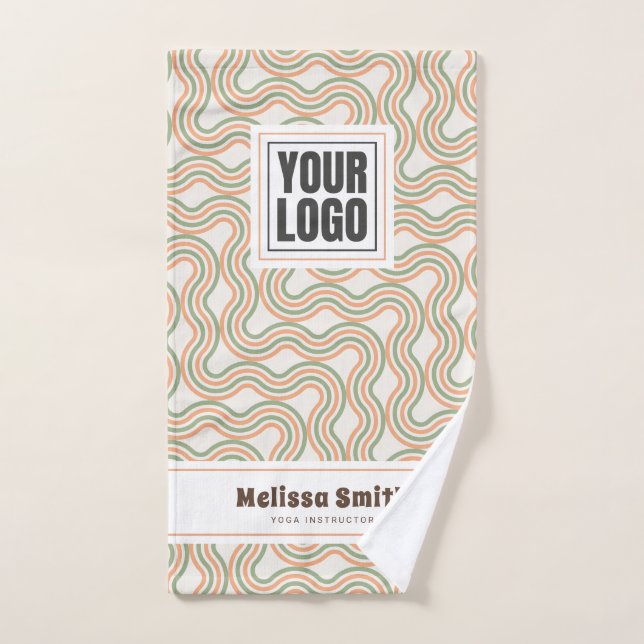 Toalha De Mão Retro Wavy Abstract Pattern Custom Hand Towel (Toalha de mão)
