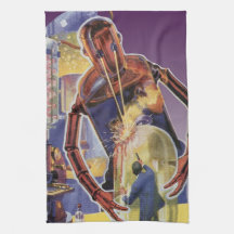 Robô de ficção científica com olhais a laser