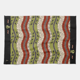 Toalha De Mão Rochas e ondas em vermelho, verde + névoa (Monogra