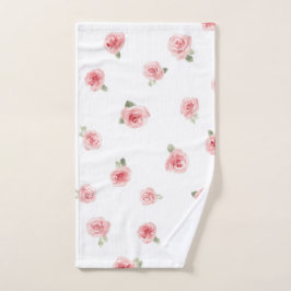 Toalha De Mão Rosa Bebê Rosa Aguarela Floral Vintage Rosa Branca