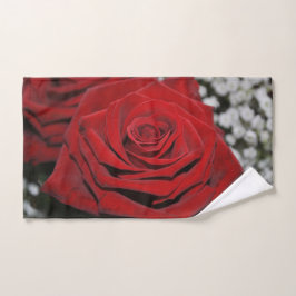 Toalha De Mão Rosa vermelha bonita