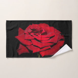 Toalha De Mão Rosa vermelha - Preto