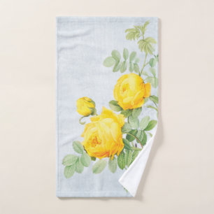 Toalha De Mão Rosas amarelas nas Cinzas em relevo