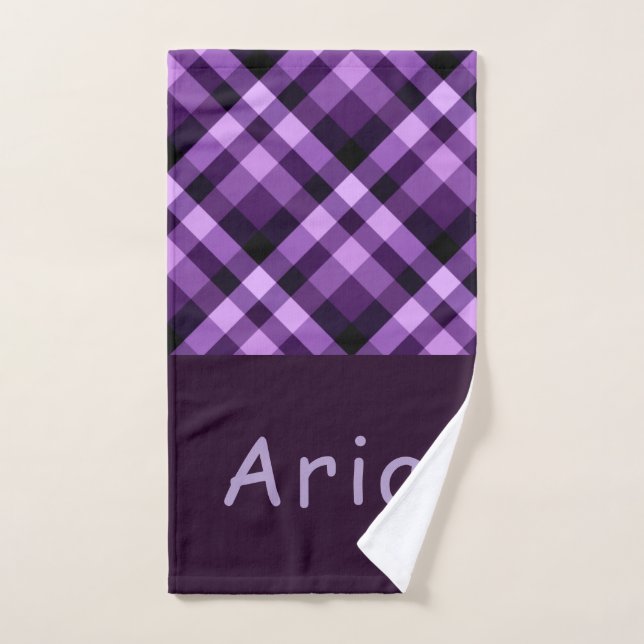 Toalha de Mão Roxa de Xadrez Roxa de Plum Moderno (Toalha de mão)