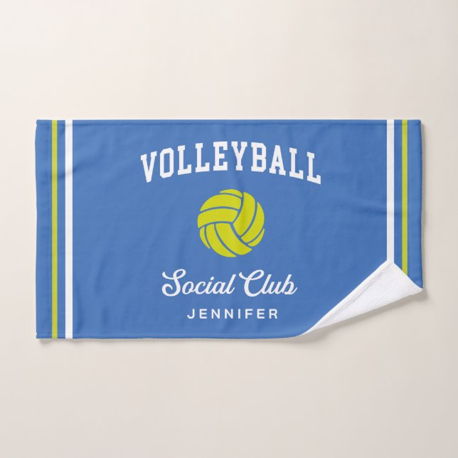 Toalha De Mão Royal Blue Volleyball Social Club Custom Name Hand (Toalha de mão)