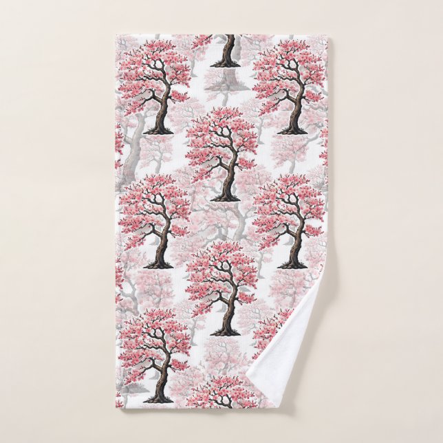 Toalha De Mão Sakura Pink Chersom Tree Design (Toalha de mão)