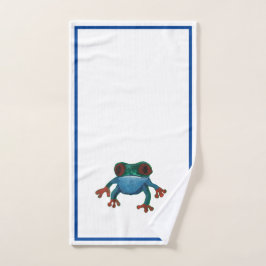 Toalha De Mão Sapo verde azul-amazônico