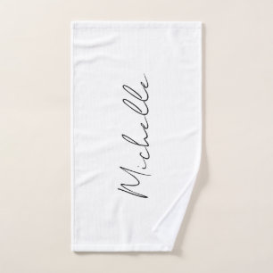 Toalha De Mão Script Classy Na moda adicione seu nome